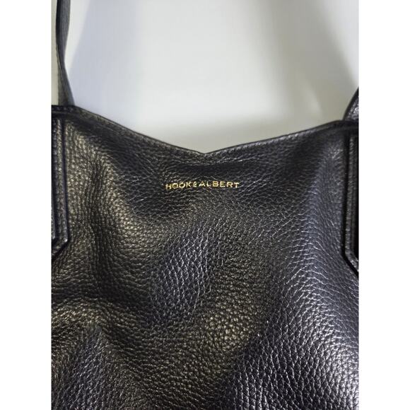 Hook & Albert Black Pebbled Leather Tote Bag Luxury - Picture 3 of 10